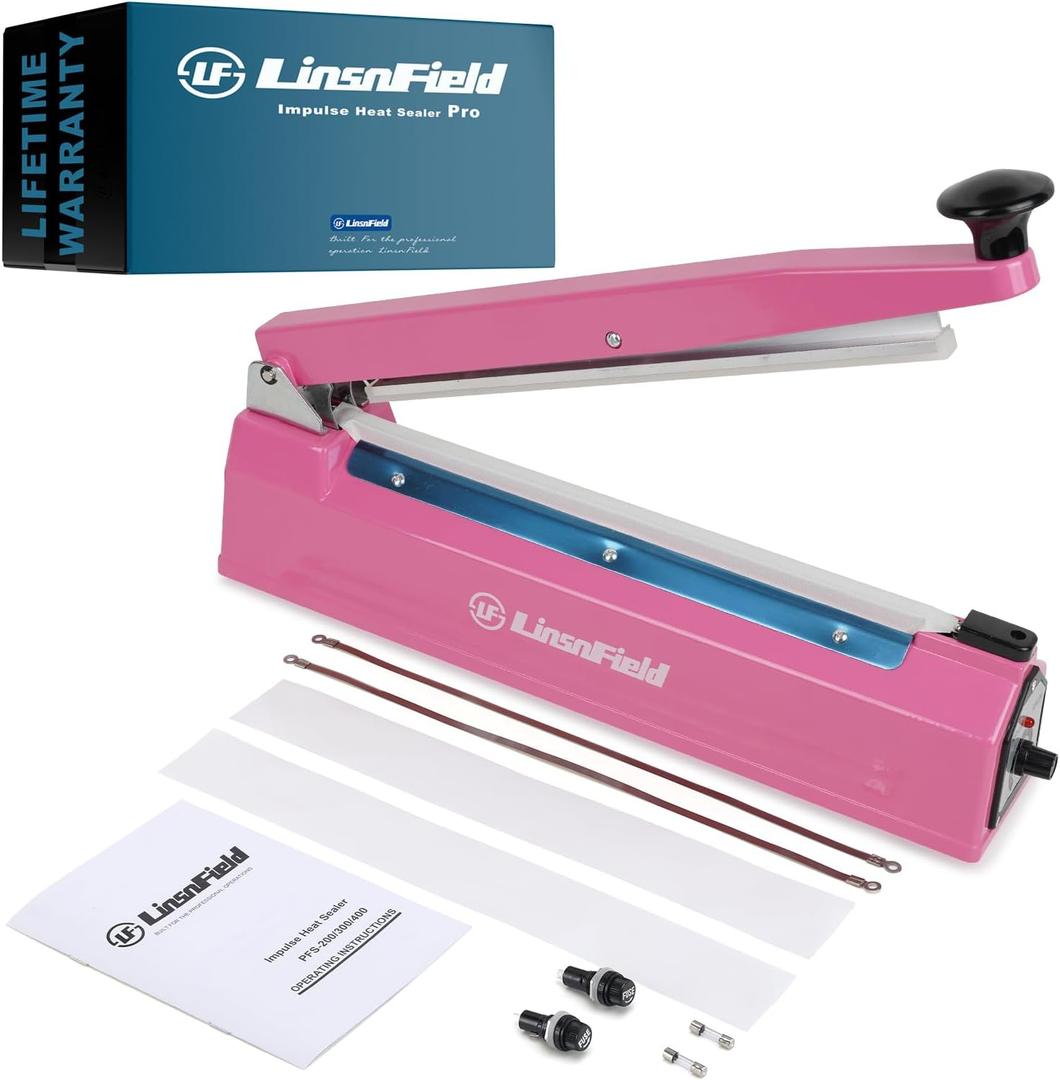 Sealer Pro, Patented 12-inch Impulse Heat Sealer, 7-mm Sealing Width Super Heavy Duty Bag Sealing Machine with Extra 2 Replacements, 1Fuse Included, Dragon Fruit