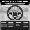 SEG Direct Flat Bottom Steering Wheel Cover, D Shaped Car Wheel Cover 14 1/2-15 in. (37-39 cm), Black Red Microfiber Leather