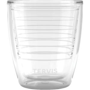Tervis Clear & Colorful Tabletop 12oz Made in USA Double Walled Insulated Tumbler Travel Cup Keeps Drinks Cold & Hot, 12oz, Clear