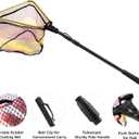 SANLIKE Telescopic Foldable Fishing Landing Net, 98.4in Fiberglass Handle with Rubber Coated Mesh, Aluminum Hoop for Freshwater Saltwater Bass Fishing
