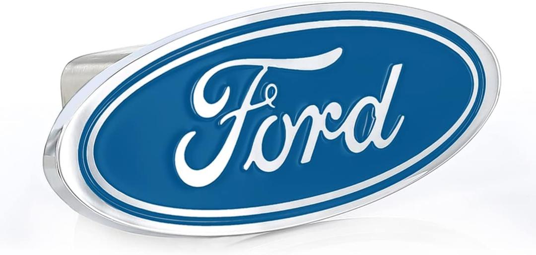 Ford Blue Oval Solid Brass Hitch Cover Plug with 2" inch Stainless Steel Post