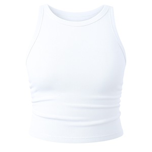 OQQ Women's 1 Piece Tank Tops Crew Neck Sleeveless Basic Stretch Casusal Yoga White, Size M 