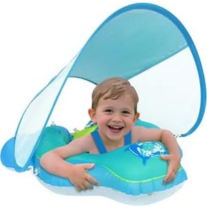Baby Pool Float, Meegoo Baby Swim Float with Removable Canopy and UPF50+ Protection, Infant Inflatable Pool Float for Babies Age of 3-36 Months,Swimming Trainer, XL
