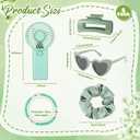 VIHOSE 30 Pack Sage Green Summer Party Favor Set for Women, Mini Handheld Fans for Outdoor Events, Matching Sunglasses Hair Clips Bracelets & Scrunchies, Ready-to-Gift Event Favor Kit