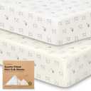 2-Pack Mini Crib Sheets Fitted - 38x26 Pack N Play Sheets for Pack and Play Mattress, Organic Cotton, Soft & Breathable Playard Bedding, Neutral Mini Toddler Bed Cover for Boys, Girls (Bumble Bear)