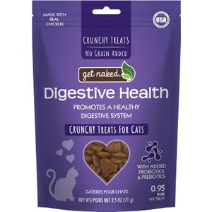 5 x Get Naked Digestive Health Crunchy Cat Treats 2.5oz - Chicken Flavor, Grain-Free Cat Probiotics for Indoor Cats, Supports Healthy Digestion, Dental Health & Immunity, Made in The USA