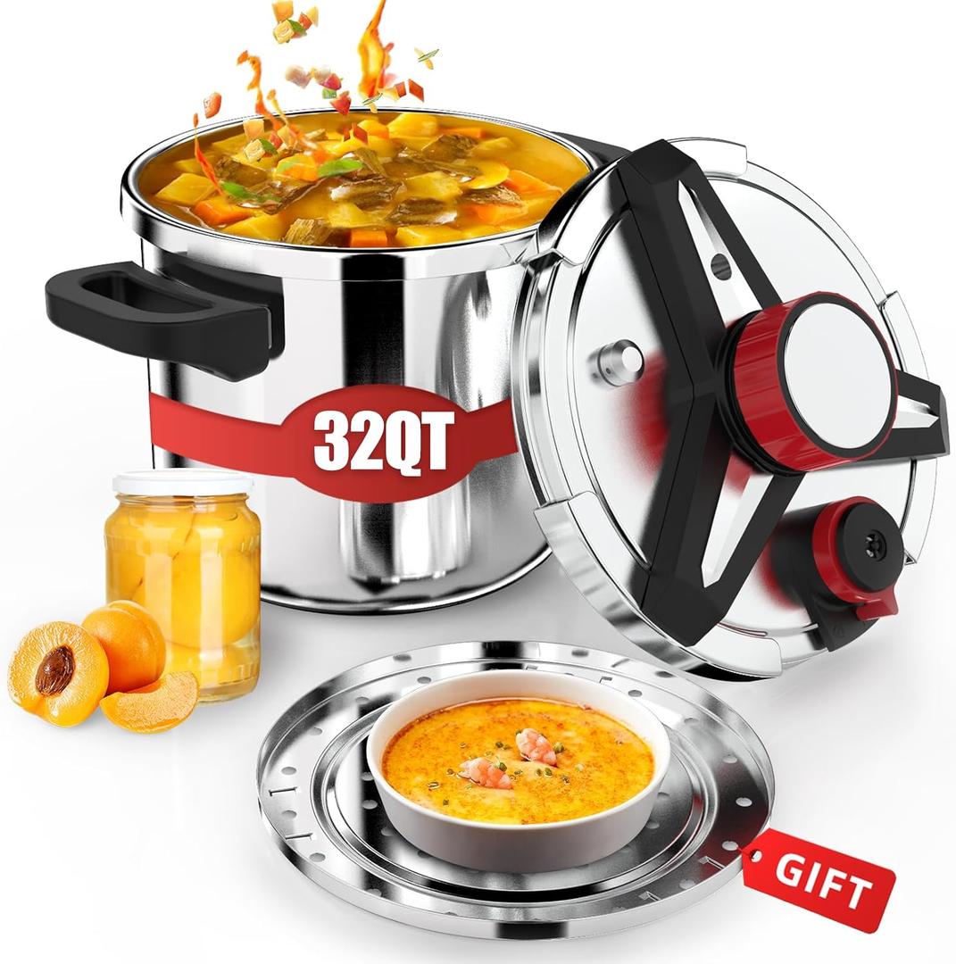 3-In-1 Stainless Steel Pressure Cooker 32 QT: [Save 70% Time]