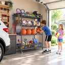 Garage Sports Equipment Organizer with Wheels, All-in-One Ball Storage