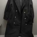 BZB Women's Long Coat Notched Lapel Collar Double Breasted Pea Coat Winter Elegant Wool Blend Over Coats Jackets (Medium, Black)