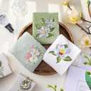 Tingjoo 3 Pcs Sage Green Magnolia Floral Hand Towels Farmhouse Green White Magnolia Bath Towels 14x29 Inch Soft Washable Embroidered Flower Decorative Spring Summer Cotton Decor for Bathroom Kitchen