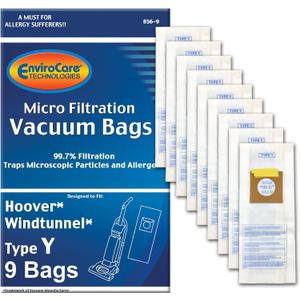EnviroCare 859-9 Type Y Vacuum Bag Replacement for Hoover WindTunnel Uprights and Hoover Vacuums, 9 Pack