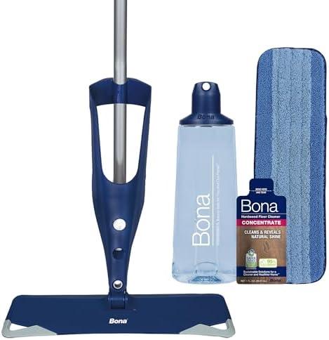Bona Hardwood Floor Premium Spray Mop - Includes Wood Floor Cleaning Concentrate and Machine Washable Microfiber Cleaning Pad - Dual Zone Cleaning Design for Faster Cleanup