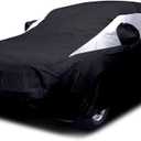 Titan Jet Black Poly 210T Car Cover for Mid-Size SUV 188-206". Waterproof, UV Protection, Scratch Resistant, Driver-Side Zippered Opening. Fits Explorer, Grand Cherokee and More. (Mid-Size SUV (188-206" long), Jet Black with Silver Stripe)