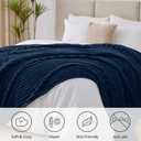 BEDELITE King Size Blanket for Bed, 300GSM Soft & Warm Fleece Blanket, Decorative and Giftable Striped Navy Blankets for Women, Men, 108"x90"