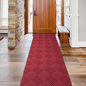 SHNOSU Runner Rugs 2FTx6FT Indoor Outdoor Hallway Runner Rubber Backing Non-Slip Carpet Washable Area Rugs Custom Sizes for Entryway Kitchen Bathroom Laundry Room Balcony Patio Red