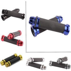 7/ 8" Motorcycle Hand Grips with Bar End Cap, Racing CNC Aluminum & Soft Rubber Handlebar Universal Compatible with Honda CBR1000RR Suzuki GSXR 600 750(Blue)