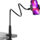 Gooseneck Phone Holder for Bed, 39inch Flexible Long Arm Overhead Cell Phone Mount for Desk, Hands-Free Viewing Clamp Stand Compatible with iPhone 17 16 15 Pro Max and 3.5-7" Devices