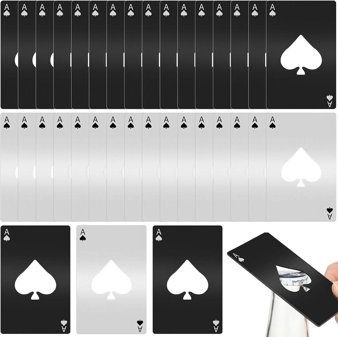 Nuogo 100 Pieces Poker Card Bottle Openers Stainless Steel Bottle Can Openers Bulk Metal Card Beer Bottle Openers Groomsmen Wallet Bottle Opener for Wedding Party Favors Bridesmaid Gifts
