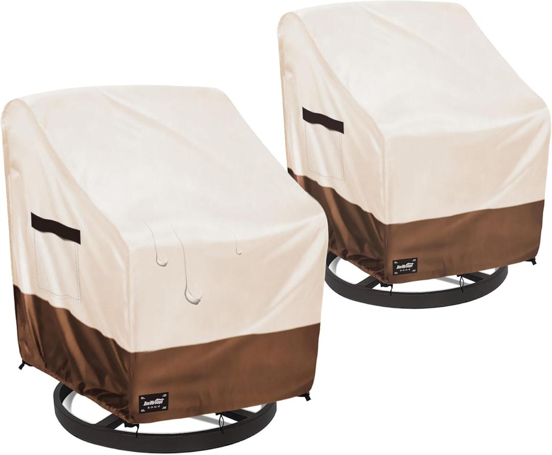 Outdoor Chair Covers 2 Pack, (35W x37D x38H inches)100% Waterproof Heavy Duty Patio Furniture Covers ,Outdoor Furniture Covers Waterproof for Patio Chair Covers,Beige&brown