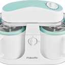 Pukomc Ice Cream Maker Machine for Home Use, with Two Ice Cream Bowls,Simple Operation and Easy to Clean,White Green