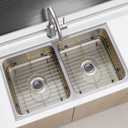 Stainless Steel Kitchen Sink Grid,13.2" x 11.6" x 1.2" Sink Protectors with Center Drain Hole,Sink Rack for Bottom of Sink, Sink Bottom Grid with Sink Strainers, Gold,2Pack