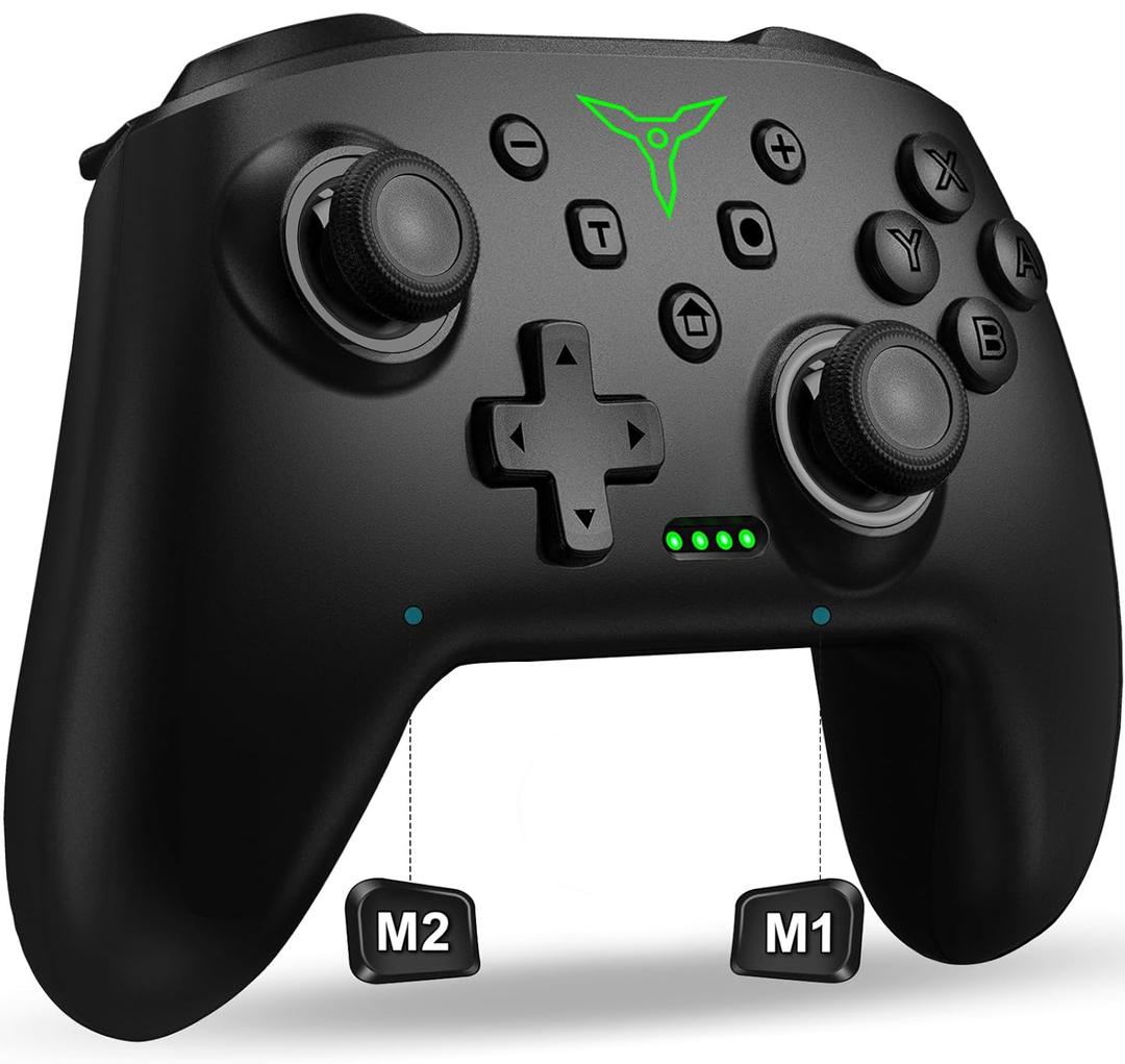 Switch Controller, Wireless Switch Controller Compatible with Switch Controller/Switch Lite/OLED, Wireless Switch Controllers Work with iOS/Android/PC with RGB Light, Programmable, TURBO & Wakeup (Black)