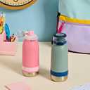 Ello Emma 14oz Vacuum Insulated Stainless Steel Kids Water Bottle with Straw and Built-in Carrying Handle and Leak-Proof Locking Lid for School Backpack, Lunchbox and Outdoor Sports