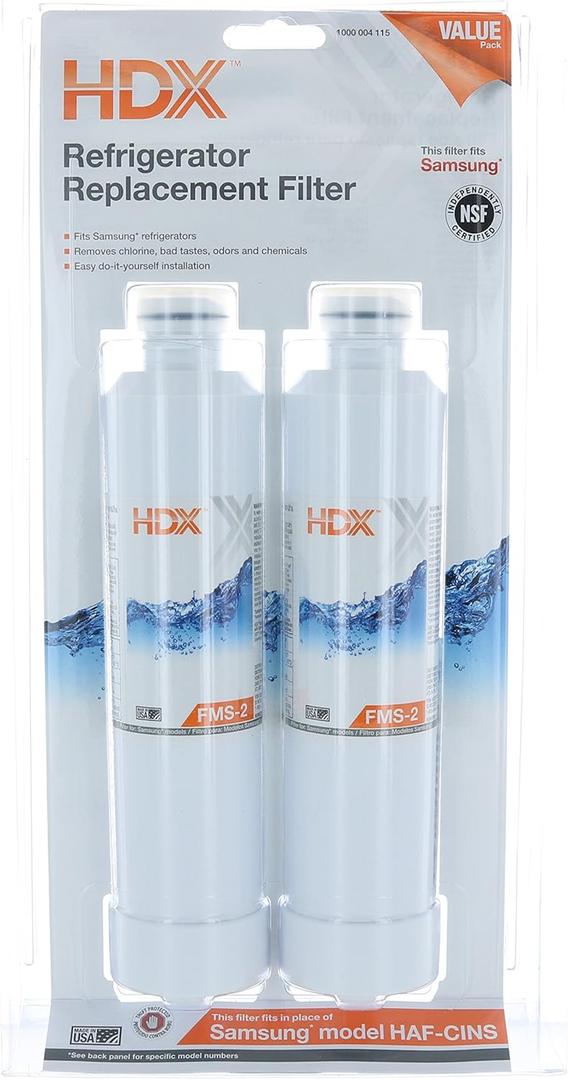 HDX FMS-2 Replacement Water Filter / Purifier for Samsung Refrigerators (2 Pack)