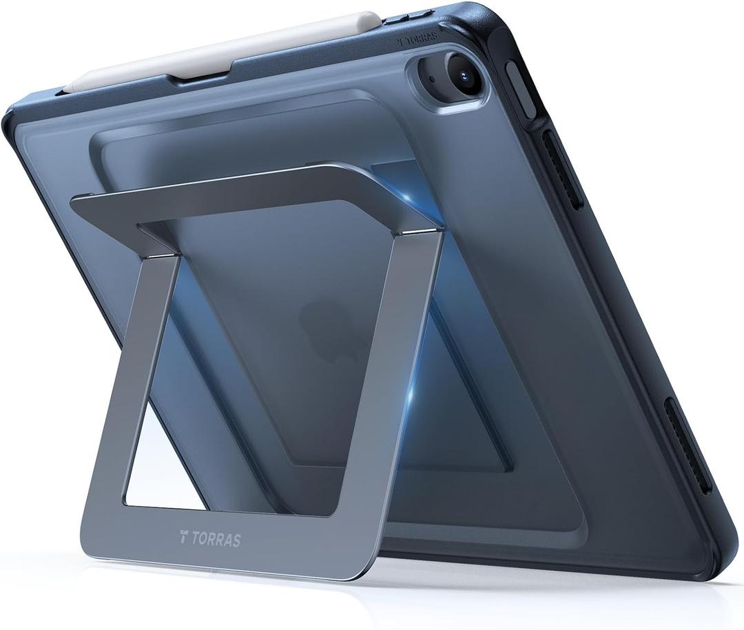TORRAS Ostand K1 Guardian for iPad Air 13 inch Case M4 2026, M3 2025, M2, Ultra Stable Stand, Multiple Adjustable Viewing Angles, Slim Protective Kickstand iPad Air 13 Case with Pencil Holder, Black
