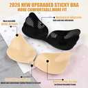 Sticky Bra Push Up Adhesive Invisible Backless Strapless Stick on Lift Bra 2 Pairs Resuable with Nipple Covers (Black, S)