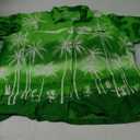 Women's Blouse-Shirt Short-Sleeve Casual-Button-Down Short-Sleeve Hawaii-Shirt Sunset Ocean-Time (XX-Large, Blouse-jk-beach-design-negative-green)