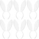 WILLBOND 6 Pieces Halloween Plush Bunny Ears Cute Bunny Headband for All-age Costume Cosplay Easter Christmas (White)