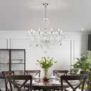 Large Crystal Chandelier, Modern Chrome Crystal Chandeliers for Dining Room Light Fixture, 10-Lights Large Pendant Light Fixtures Luxury Chandelier for Living Room Bedroom Foyer Entryway D26.8'', 30.3" High 26.8" Wide