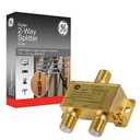 GE Digital 2-Way Coaxial Cable Splitter, 2.5 GHz 5-2500 MHz, RG6 Compatible, Works with HD TV, Satellite, High Speed Internet, Amplifier, Antenna, Gold Plated Connectors, Corrosion Resistant, 33526