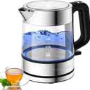 LUUKMONDE Electric Kettle, 1L 1500W, Small Glass Tea Kettle, Hot Water Boiler with LED Indicator, Cordless Water Heater Kettle, BPA-Free, Fast Boiling, Auto Shut-Off, Boil-Dry Protection