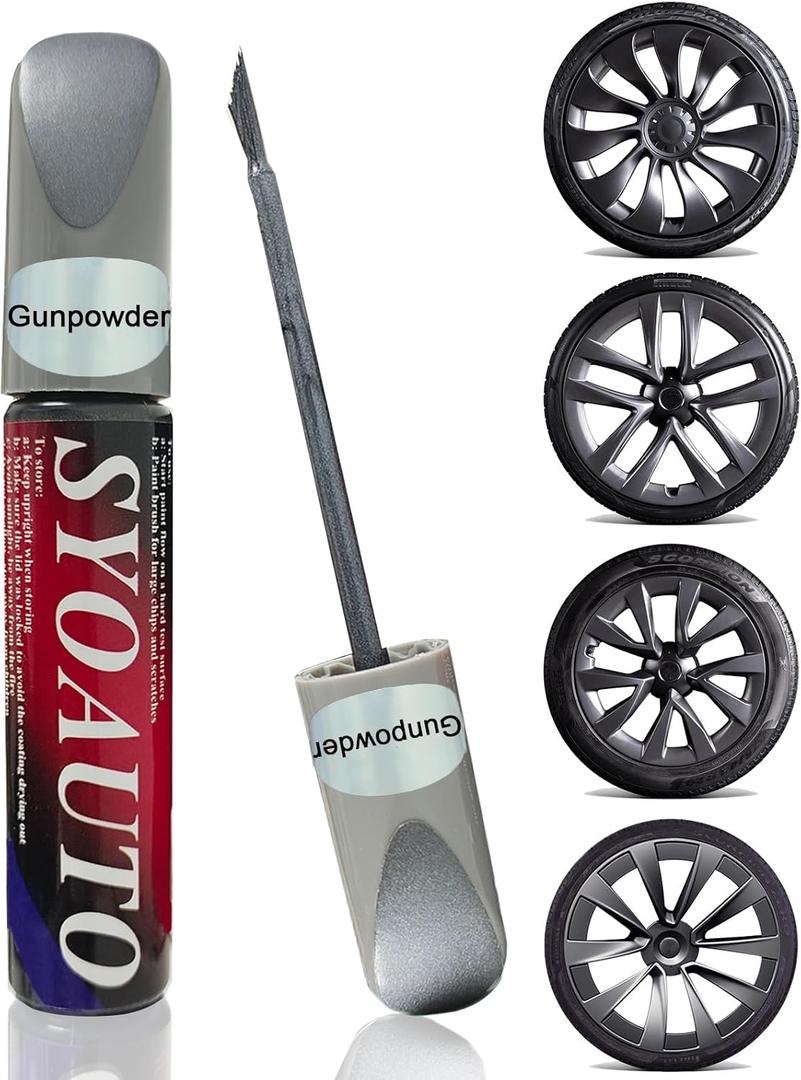 SYOAUTO Gunpowder Rim Touch Up Paint For Tesla Model Y 3 S X Uberturbine/Arachnid/Cybersteam/Turbine Wheel Touch Up Paint Rim Scratch Repair Wheel Curb Rash Paint Pen(Gunpowder)