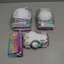 SULIFEEL Rainbow Unicorn Knee Pads for Kids Knee Elbow Pads Wrist Guards with Drawstring Bag Adjustable Protective Gear Set for Girls Roller Skating Bike Cycling Skateboard Scooter Shiny Medium