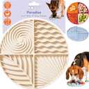 Awoo Paradise Silicone Dog & Cat Lick Mat & Slow Feeder with Suction Cups, Non-Slip, Dishwasher Safe, Extend Mealtime, Reduce Anxiety (Almond)