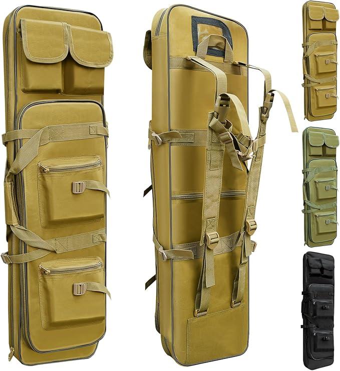 Rifle Bag, Tactical Long Rifle Backpack, Portable Shotgun Case for Firearm Storage and Transportation, Suitable for Outdoor Hunting Shooting (32in, Khaki)