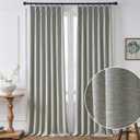 Gray 95 Inches Long Curtain Linen Texture Semi Sheer for Living Room, Pinch Pleat Elegant Light Filtering Privacy Home Fashion Window Drapes, 2 Panels, 40" Width,Grey