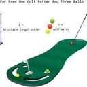 KOFULL Putting Green Mats Set - Indoor/Outdoor Golf Putting Practice or Golf Game with 78" x 24" Putting Mat, Adjustable Putter, 3 Balls, Training Aid Cup & Flags