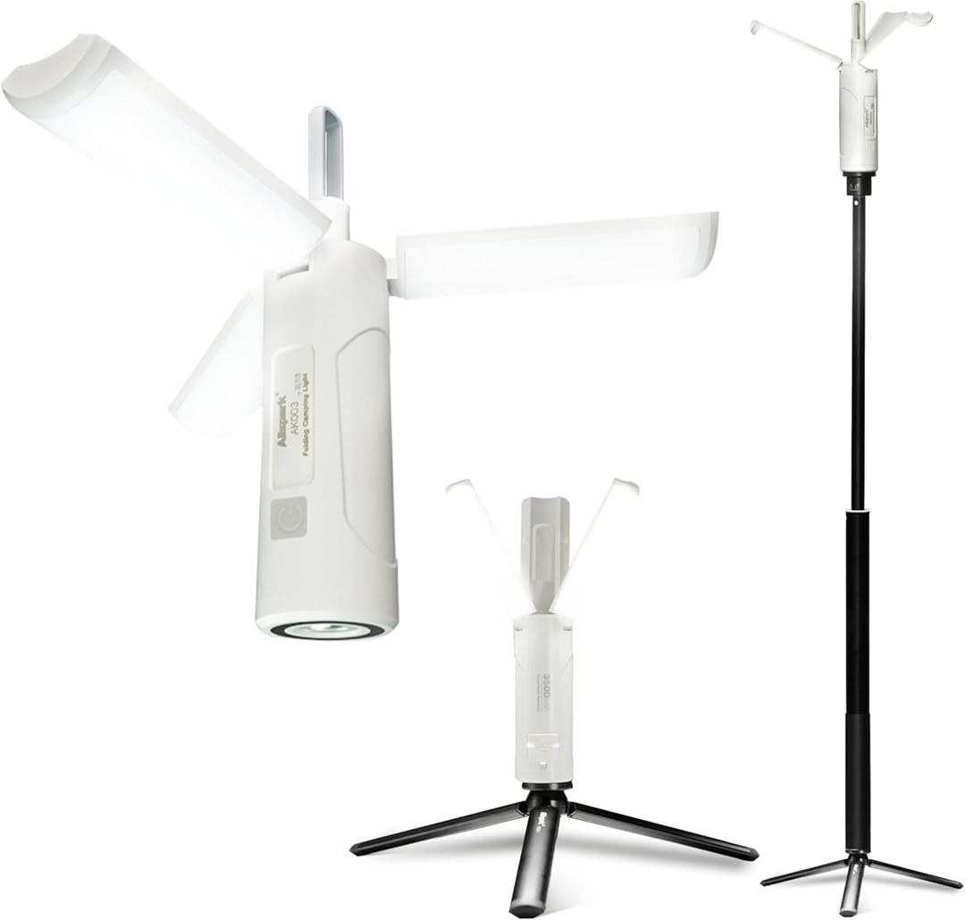 Folding Rechargeable Camping Light with Stand,Allspark Waterproof Hanging LED Camping Lantern,Magnetic Dimmable Portable Tent Lights with Detachable Tripod for Outdoor,Power Outage,Hurricane,Hiking