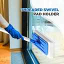 Maxdot 6 Pcs Scrub Pad Holder Threaded Swivel Floor Pad Holder with Pads, Heavy-Duty Joint Scouring, Versatile for Commercial Cleaning, Blue 9 x 3.75 Inch