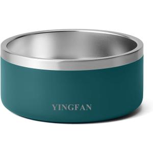 YINGFAN Dog Bowl Durable Non-Slip Stainless Steel Dog Bowl with Rubber Ring Heavy Duty Basic Bowls for Dogs (Blackish Green, 32oz)
