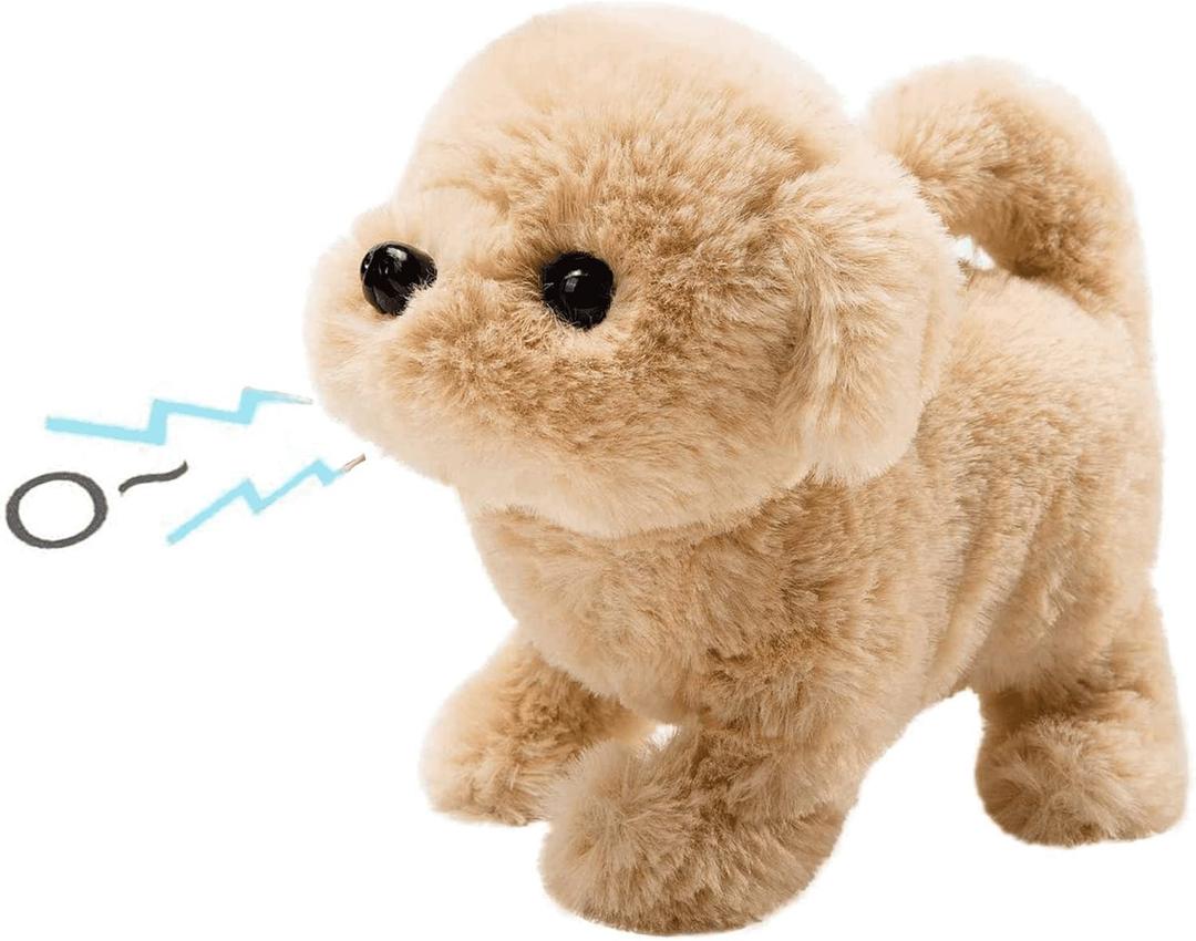 Battery Operated Barking Walking Dog Toy, Realistic Electronic Puppy Pet for Kids, Interactive Toy Dog That Walks and Barks, 7''(Golden Retriever)