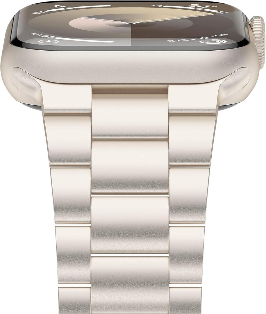 Iiteeology Lightweight Stainless Steel Band Designed for Apple Watch Series 1-11, 42mm, 41mm, 40mm, 38mm, SE2&SE3, Replacement iWatch Bands for Women,Starlight