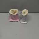 Siveit Plush Lined Eyeglass Holder, PU Leather Eyeglass Case, Anti-Scratch Glasses Storage Organizer for Desk Office Nightstand, Pack of 2(Silver, Pink)