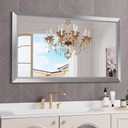 Amorho Bathroom Mirror 50 X30 Inch, Silver Thick Metal Framed Wall Mirrors for Over Sink, Brushed Nickel Mirror Perfect for Bedroom, Living Room, Entryway, Rectangle (Horizontal/Vertical).