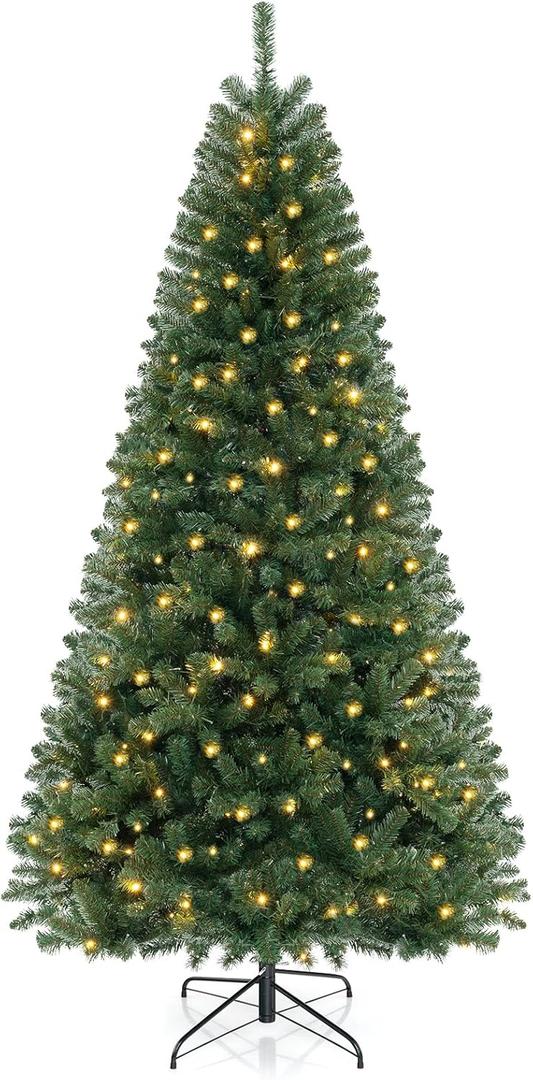 Hinged 8 Lighting Modes and Gloves PVC Christmas Tree - 240cm