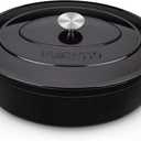 vancasso Enameled Cast Iron Oval Dutch Oven, 9.3 Quart with Non-Stick Enamel Coating for Bread Baking, Black Double Handle Pot with Lid